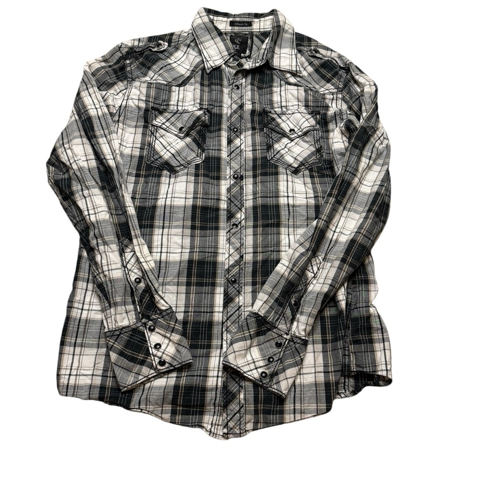 BKE Monochrome Plaid Button Down Shirt